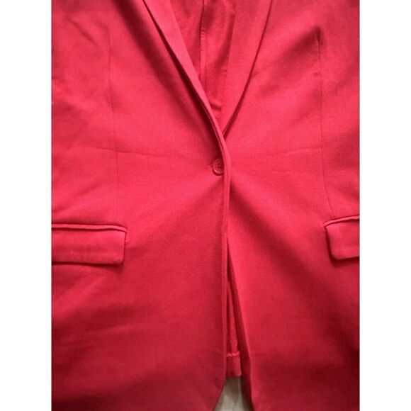 Magaschoni L Soft Knit Casual Blazer Jacket Rapsberry Red Stretch - Picture 3 of 7